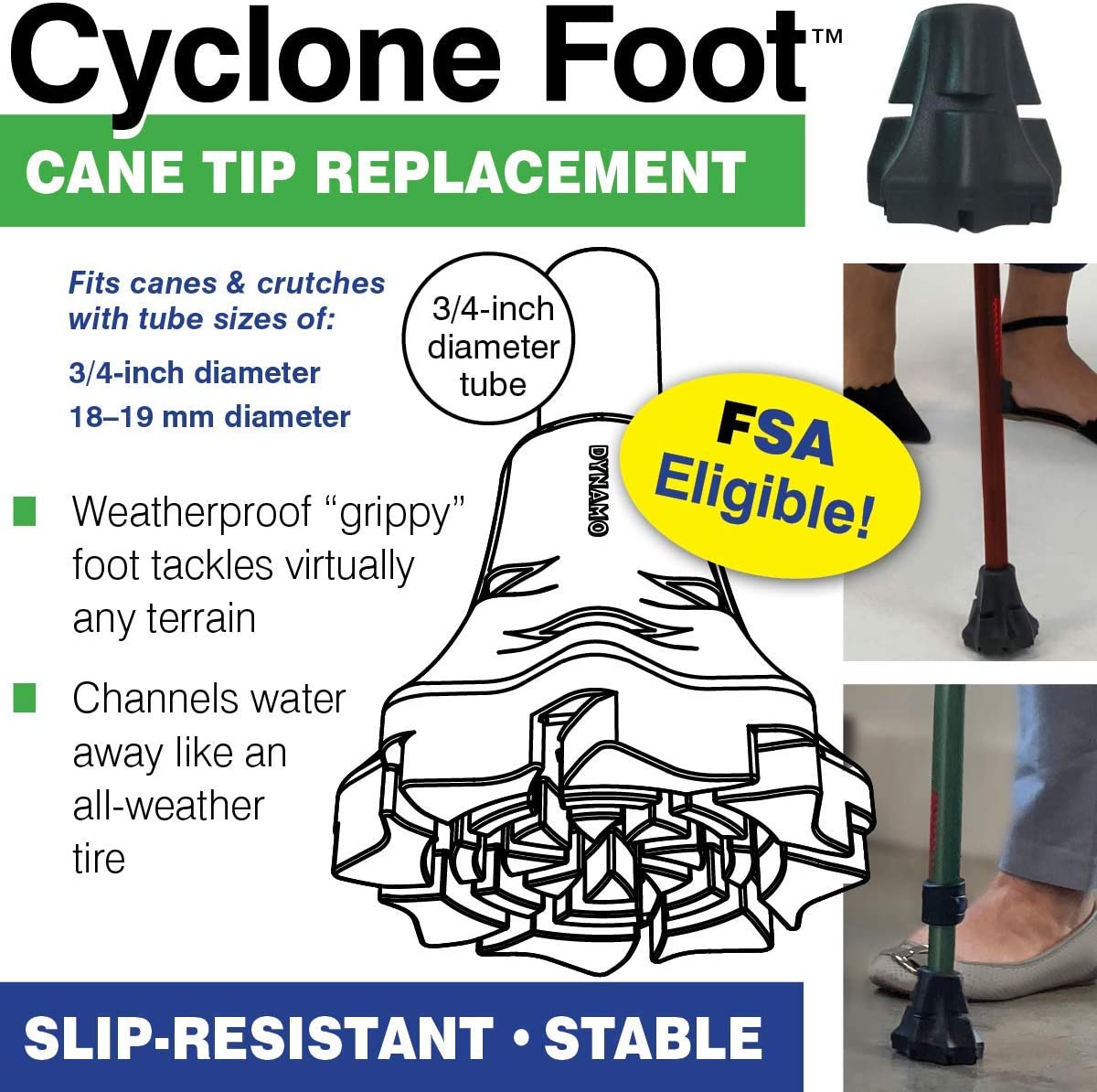 Cyclone Tip (3/4 Inch) - Cane Tip Replacement